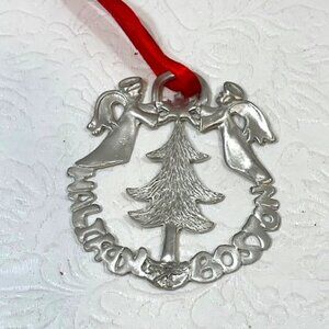 Silver Tone Pewter Angels Tree "In The Spirit of Giving" Boston Halifax Ornament
